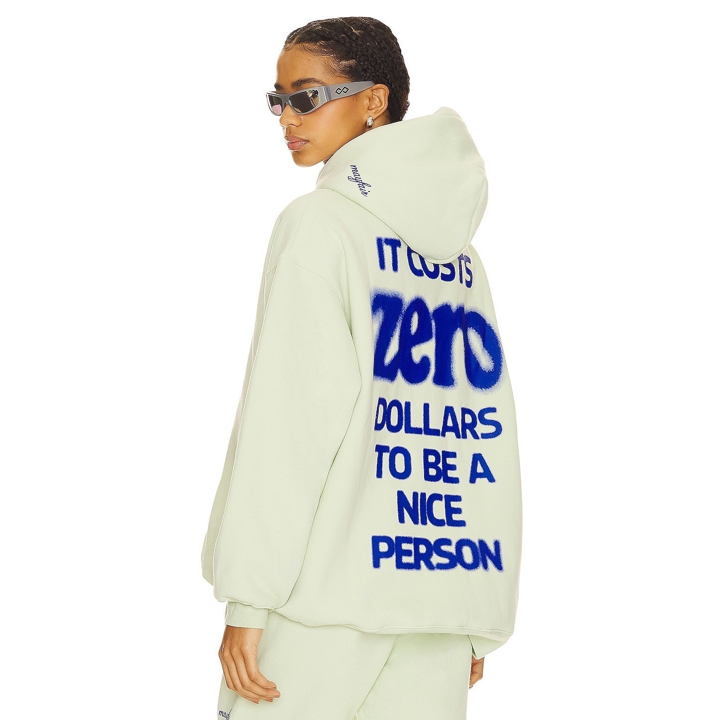 The Mayfair Group It Costs Zero Dollars To Be A Nice Person Hoodie Mint M/L